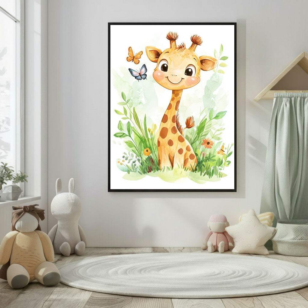 Cute Giraffe Nursery Wall Art Canvas