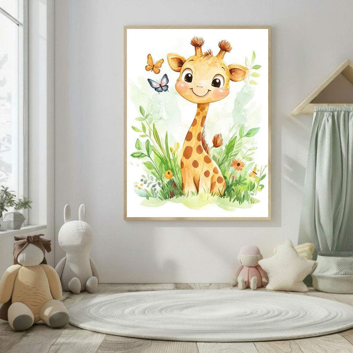 Cute Giraffe Nursery Wall Art Canvas