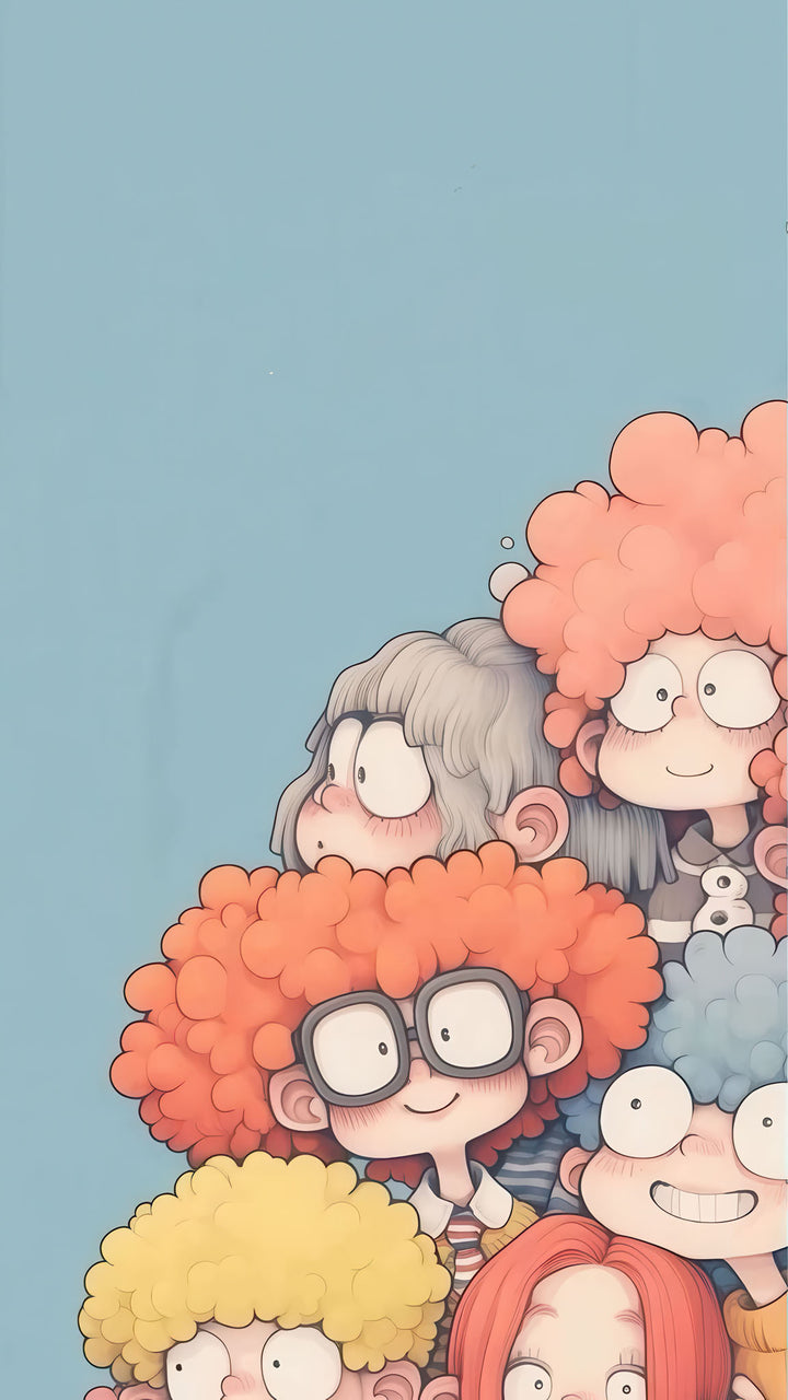 Cute friends peekaboo illustration of kids on premium canvas with MDF frame