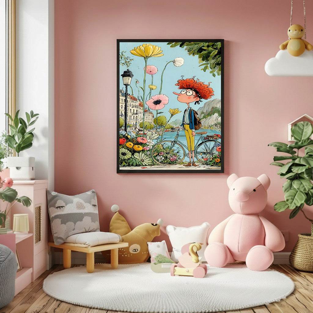 Dreamy City Flowers Illustration Canvas