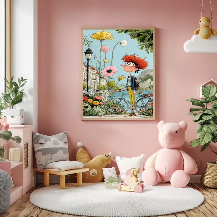 Dreamy City Flowers Illustration Canvas