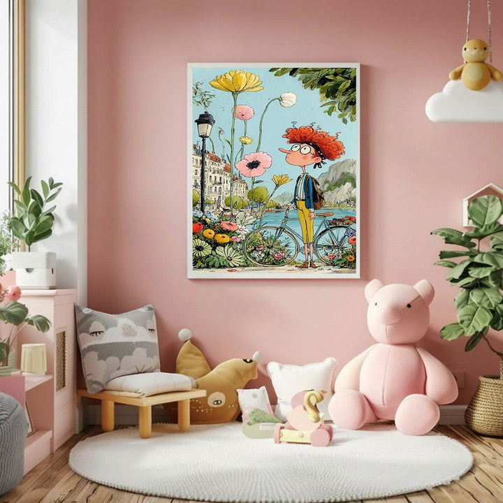 Dreamy City Flowers Illustration Canvas