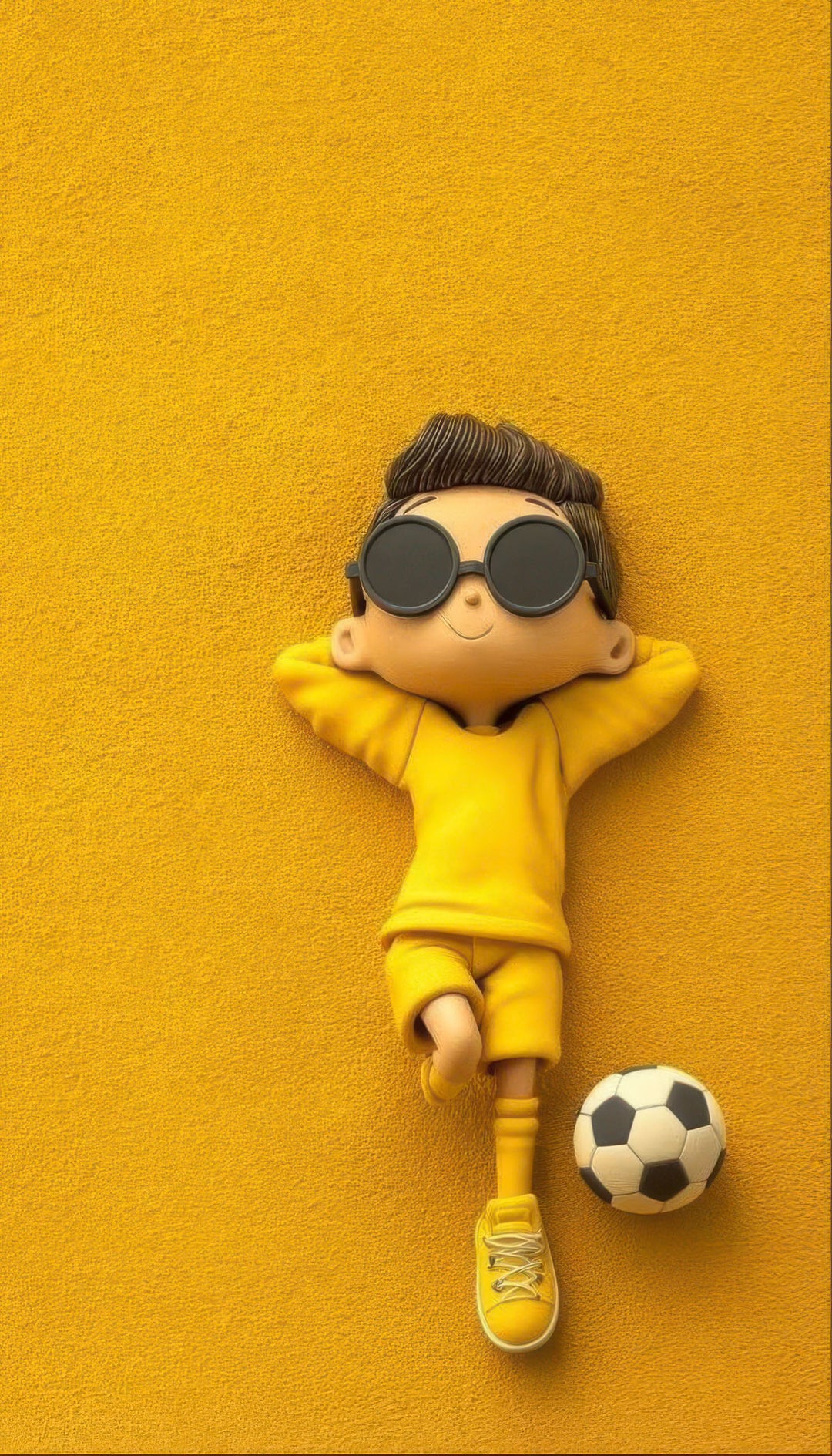 Cool soccer boy kids canvas illustration with confident boy and soccer ball on premium canvas