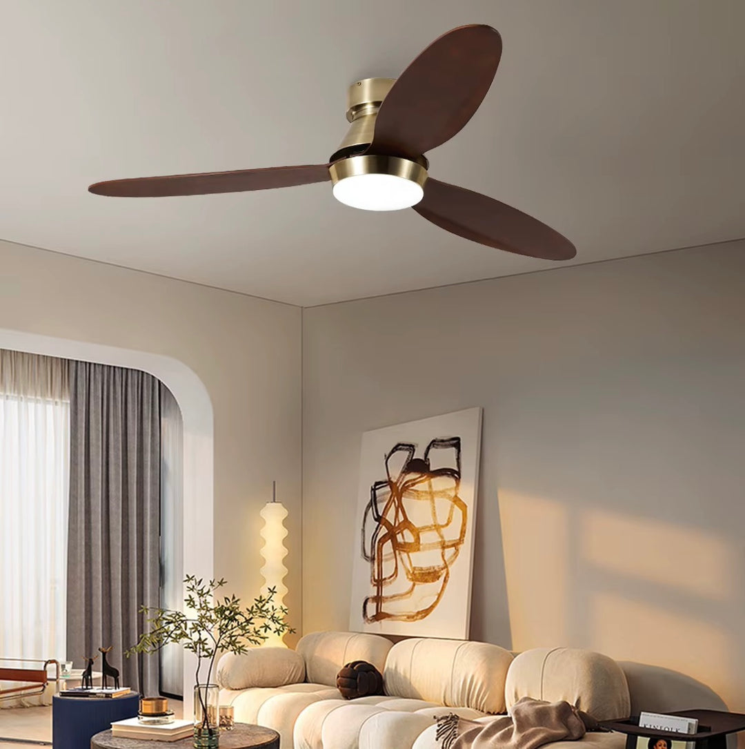 Aureo Brass & Walnut Ceiling Fan with LED Light
