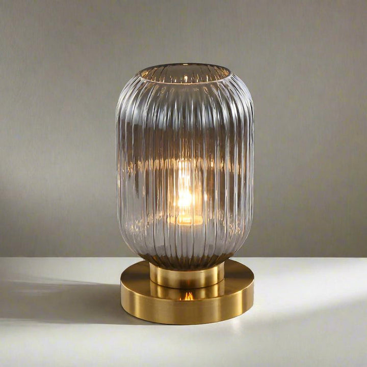 Modern Glass Table Lamp with Brass Base