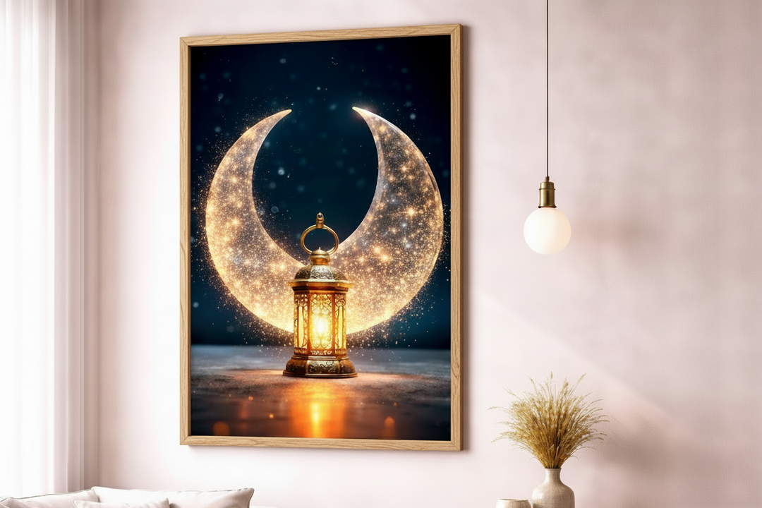 Luminous Crescent Lantern Canvas