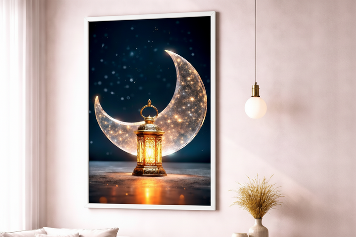 Luminous Crescent Lantern Canvas