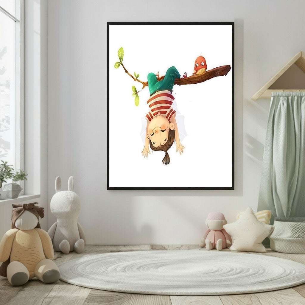 Playful Upside Down Kid Canvas