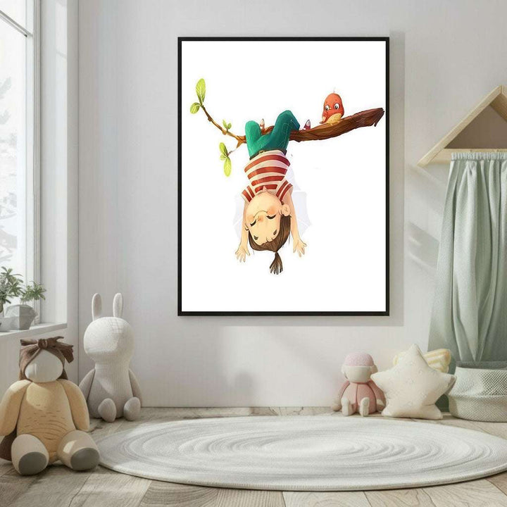 Playful Upside Down Kid Canvas