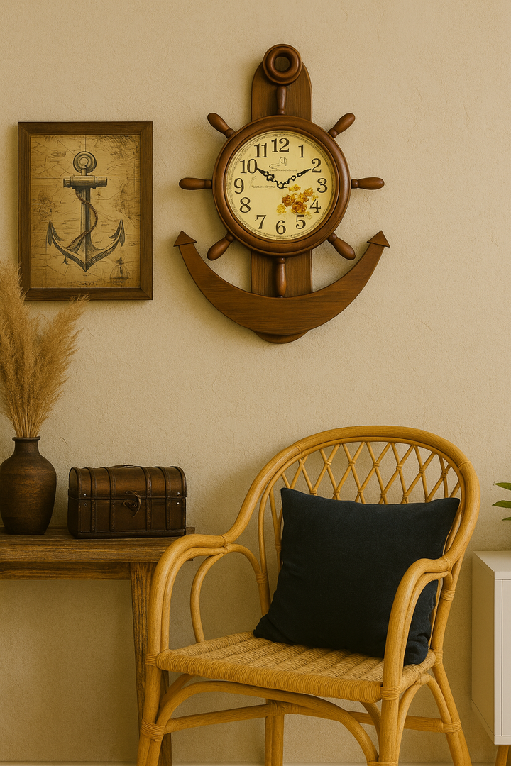 Anchor Shaped Nautical Wall Clock