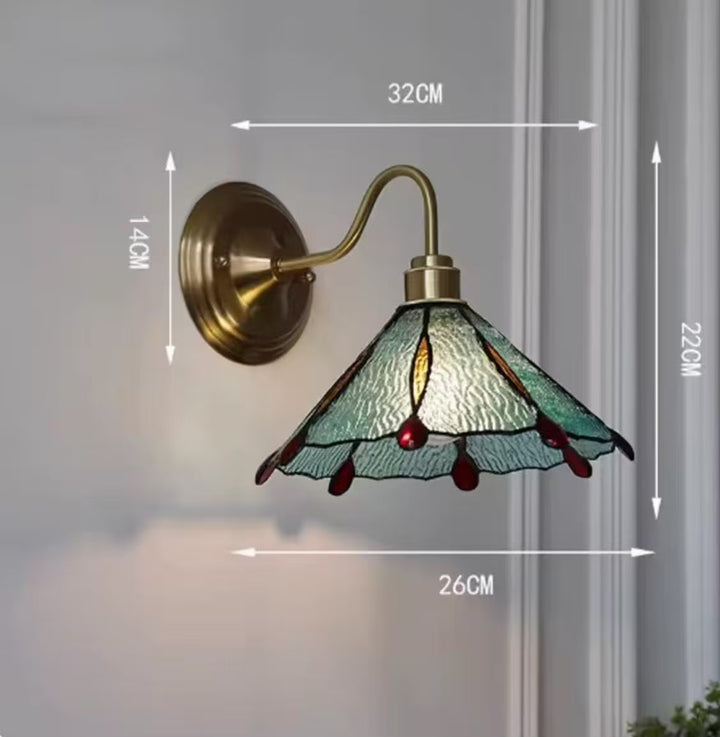 Aqua Ruby Tiffany Wall Sconce