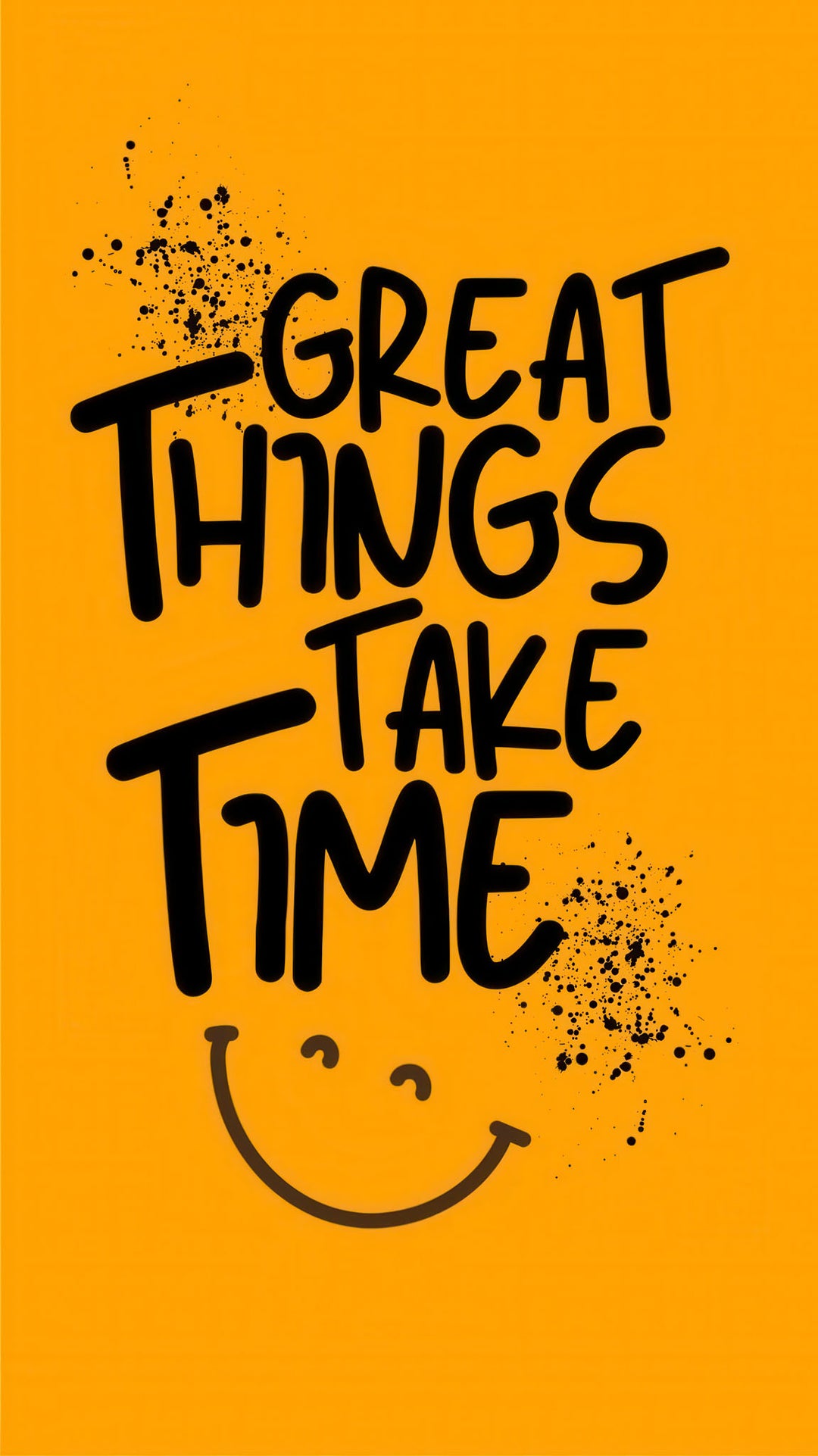 Great Things Take Time yellow motivational canvas with MDF frame and glass front panel