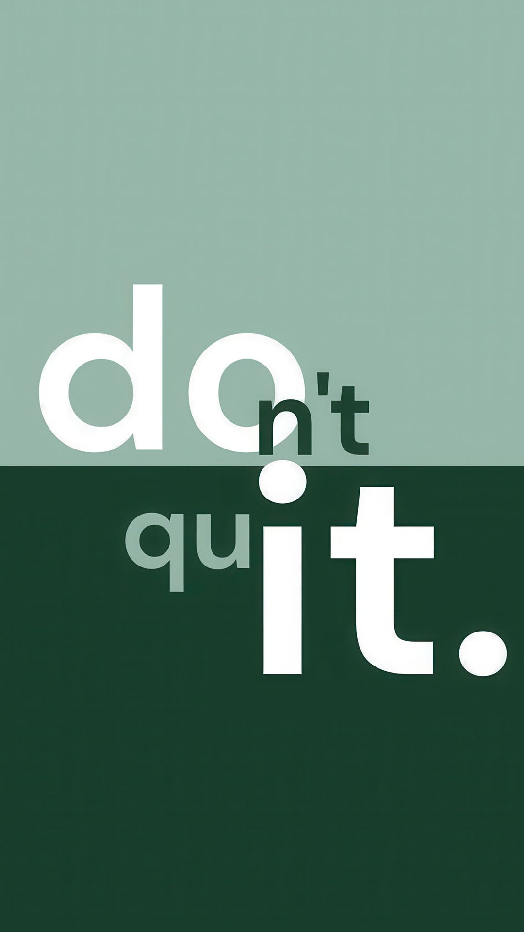 Minimal green gradient Don't Quit motivational canvas with bold typography in MDF frame and glass front