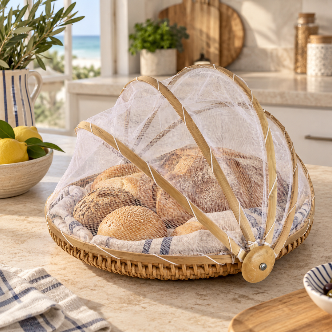 Rattan Mesh Food Cover Serving Tray