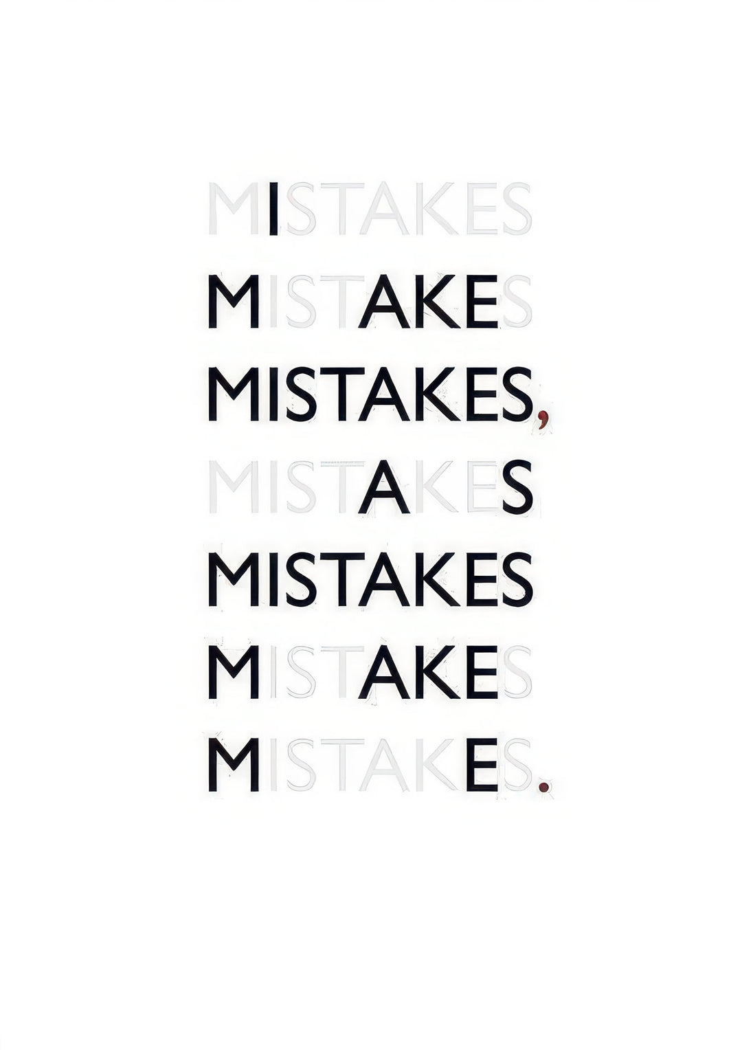 Mistakes quote typography on premium canvas with MDF frame and glass front panel