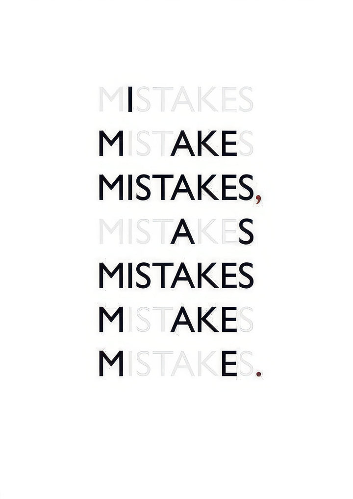 Mistakes quote typography on premium canvas with MDF frame and glass front panel