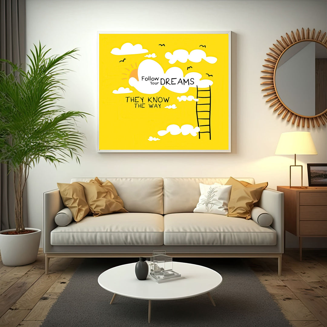 Follow Your Dreams Yellow Canvas