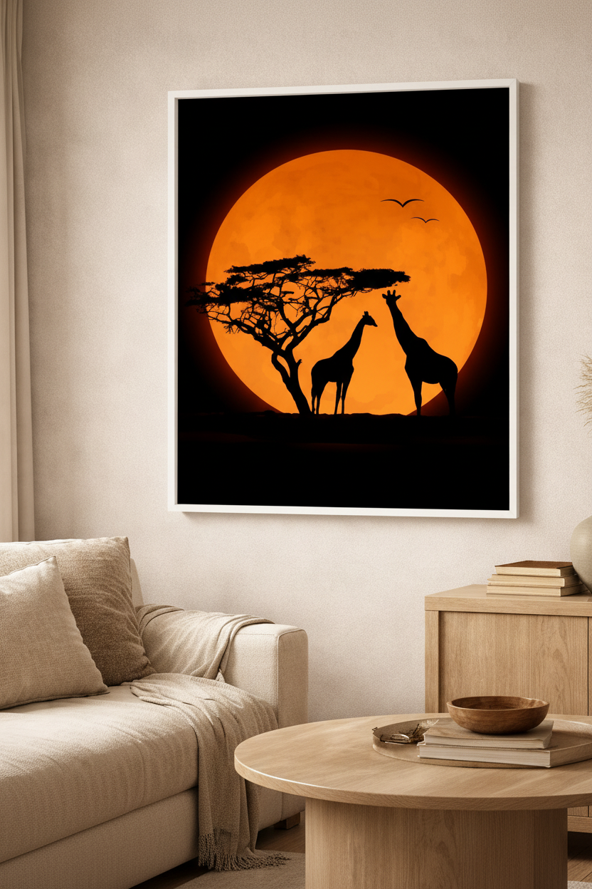 African Sunset Giraffes Canvas