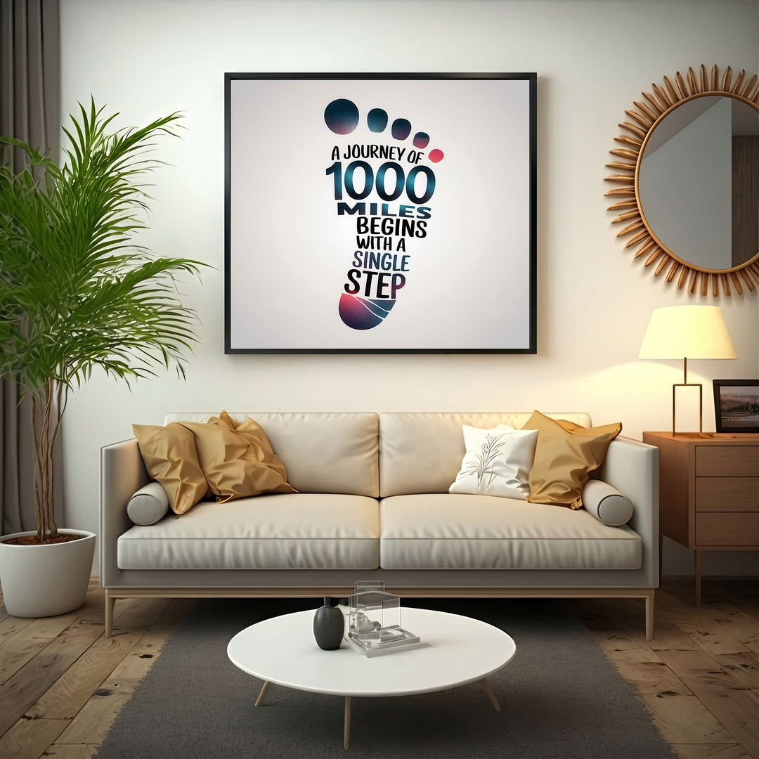 Journey of 1000 Miles Quote Canvas