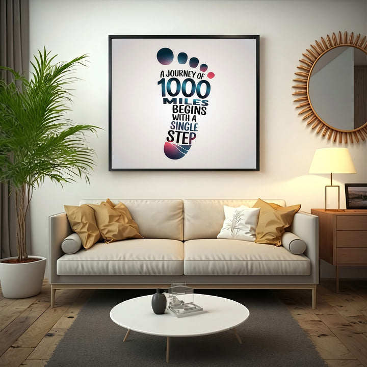 Journey of 1000 Miles Quote Canvas