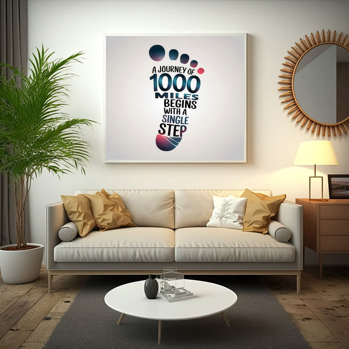Journey of 1000 Miles Quote Canvas