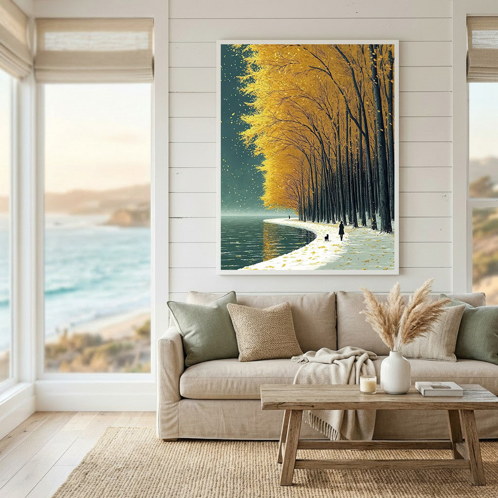Autumn Lakeside Canvas Wall Art