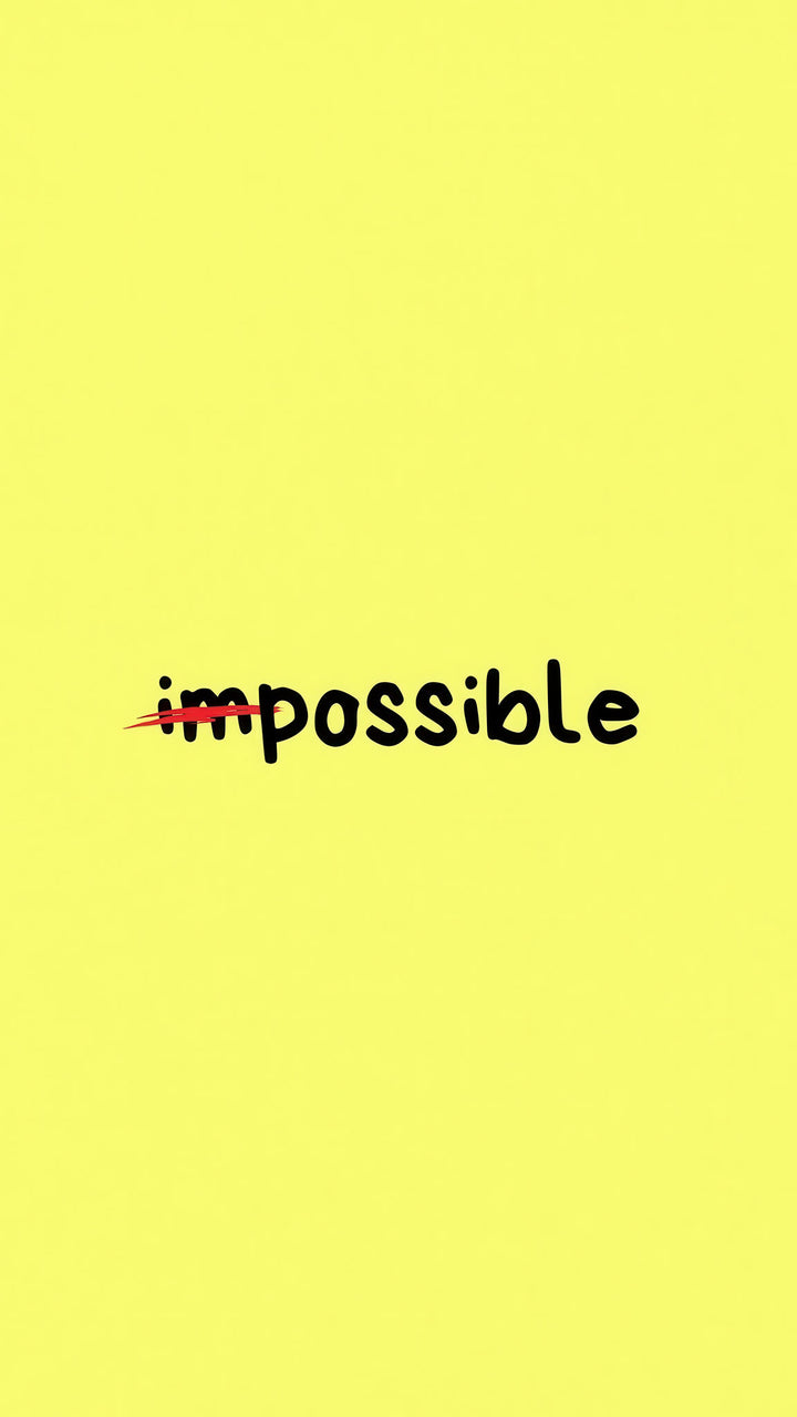 Impossible Motivation Canvas Wall Art with yellow background and creative strike-through transforming Impossible to Possible text