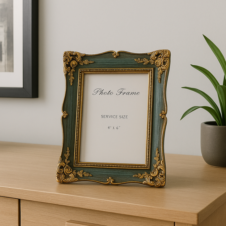 Green & Gold Ornate 4x6 Photo Frame