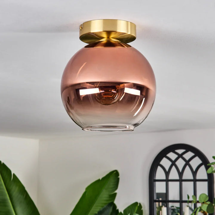 Modern Rose Gold Glass Globe Ceiling Light