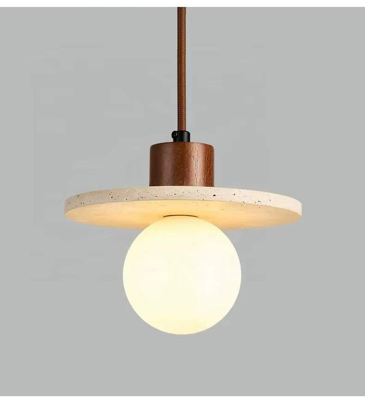 Flat Disc Travertine Pendant