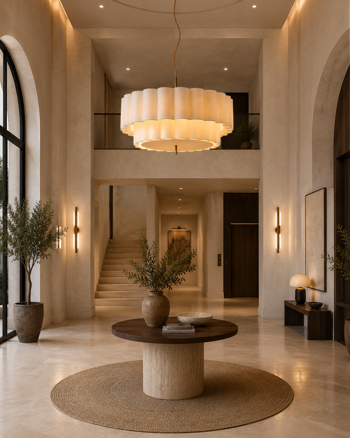 Modern Layered Pleated Pendant Light with Warm Diffuser