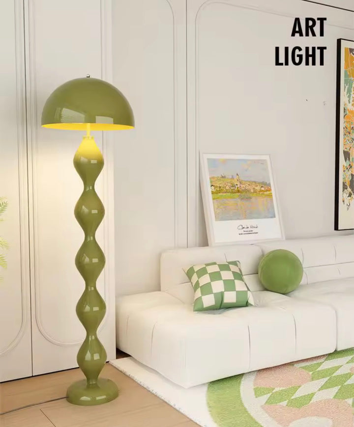 Sculptural Olive Green Dome Floor Lamp