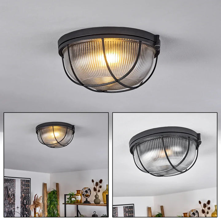 Industrial Black Cage Ceiling Light