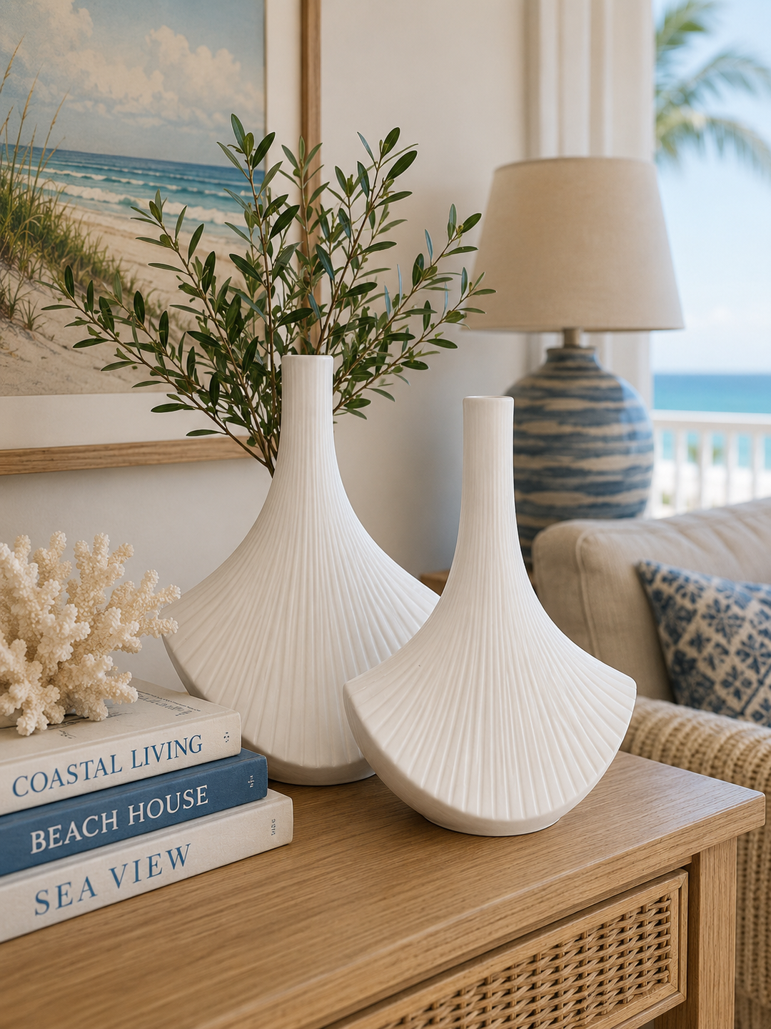 Pleated Fan Vase Set