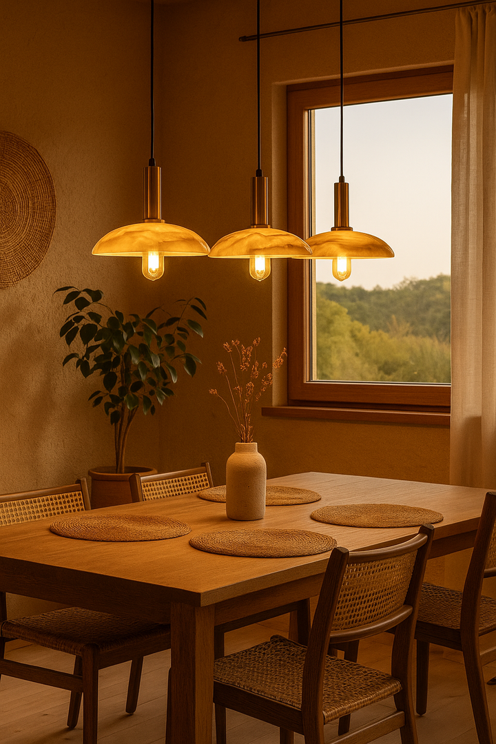 Amber Dome Glass Pendant Lights