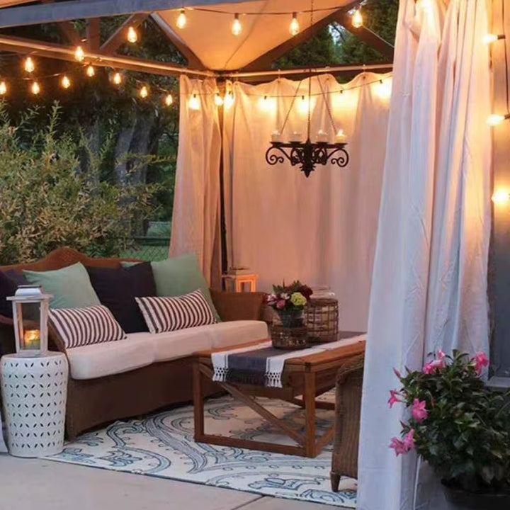 Vintage Outdoor String Lights with Solar panel (Bulbs included)