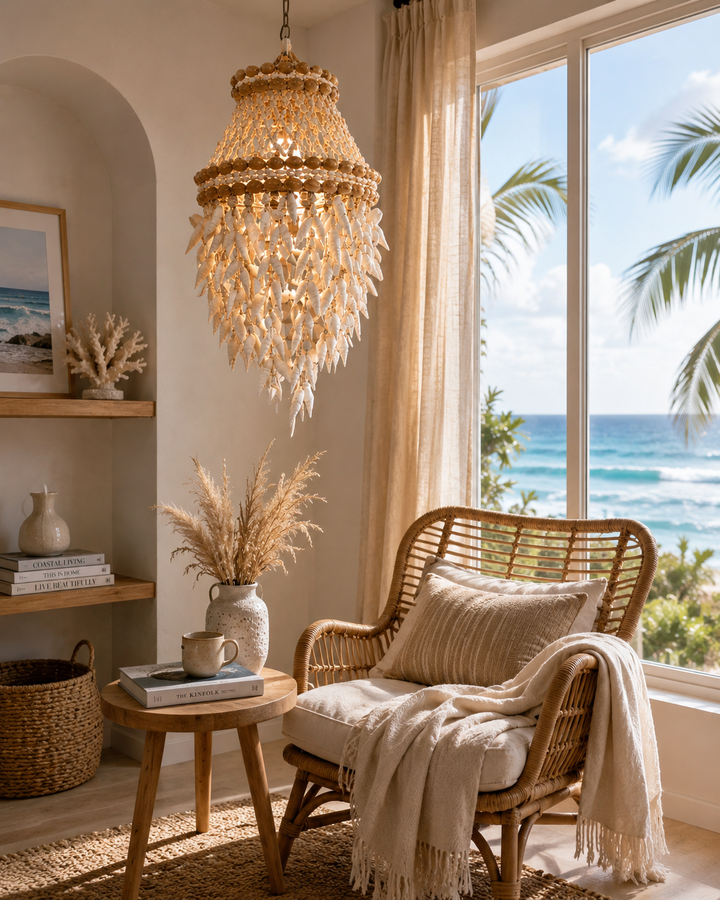 Coastal Capiz Shell Pendant Chandelier