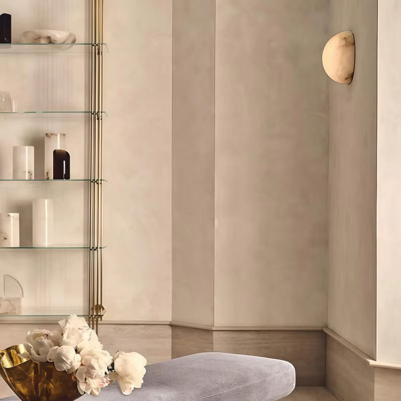 Minimal Spanish Alabaster Wall Sconce
