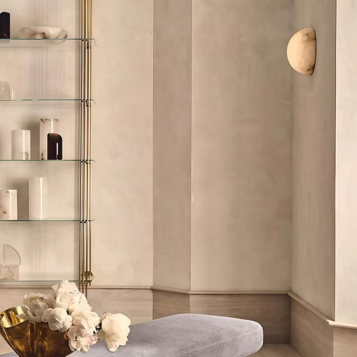 Minimal Spanish Alabaster Wall Sconce