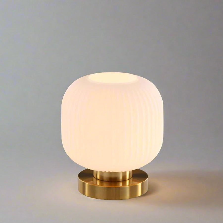 Modern Glass Table Lamp with Brass Base