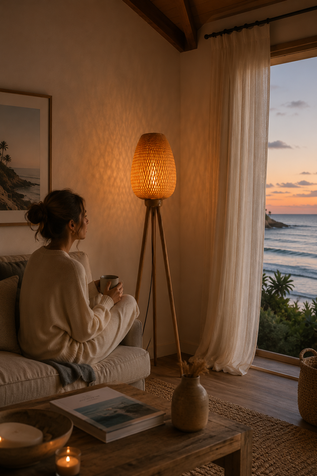 Nordic Tripod Bamboo Floor Lamp