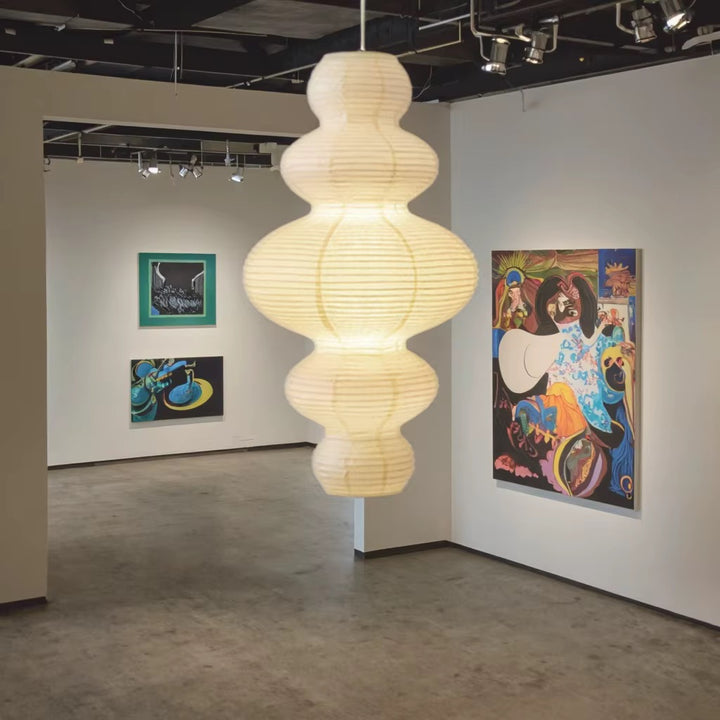 Sculptural Cream Paper Pendant Light