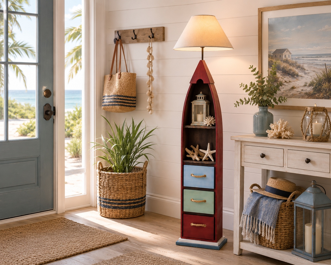 Boat-Shaped Floor Lamp with Storage