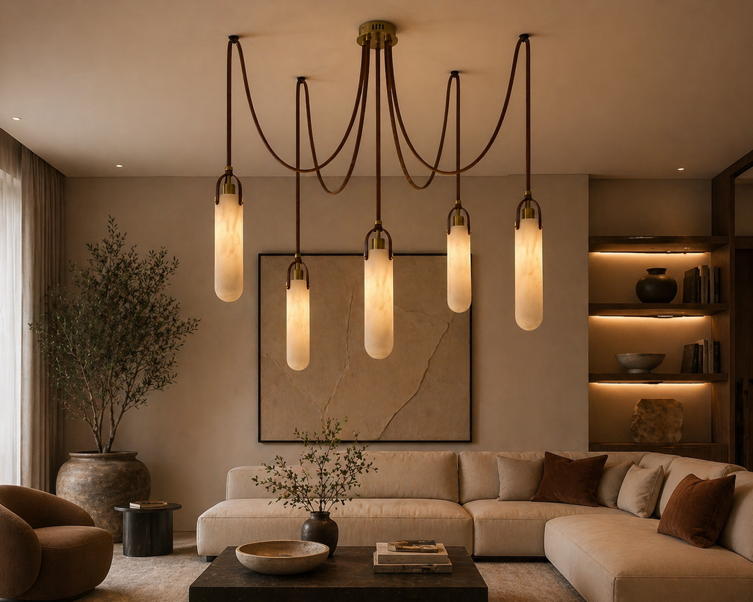 Terra Alba - Modern Artificial Marble Tube Chandelier