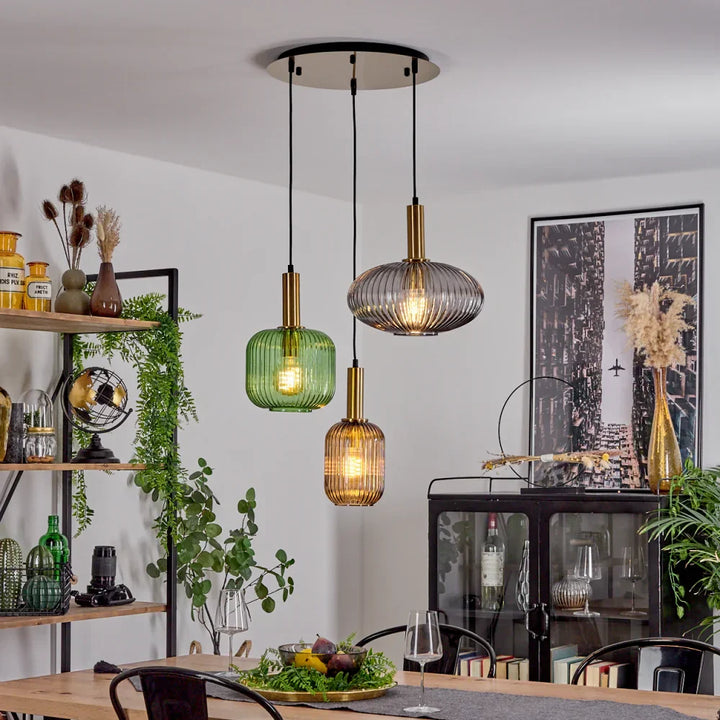 Modern Multicolored Glass Pendant Light Set