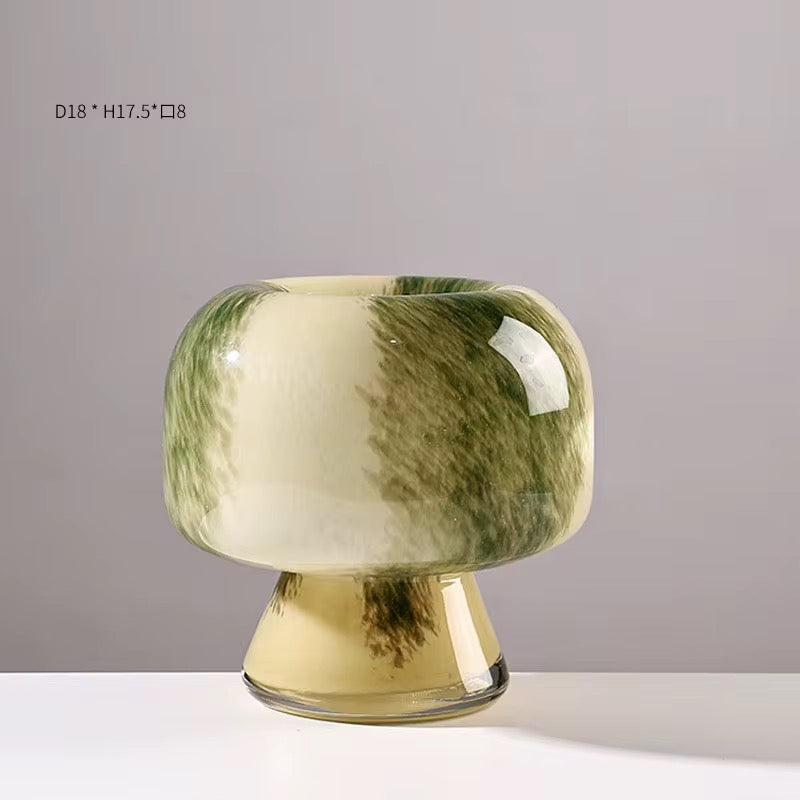 Green Marble Glass Vase Set