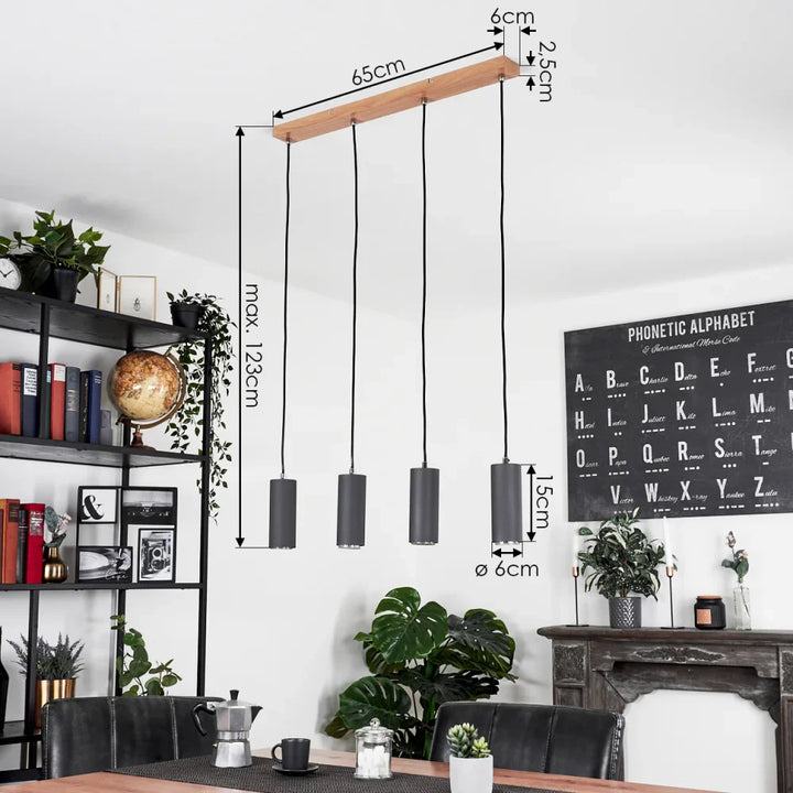 Modern Cylinder Pendant Light Set with Wooden Mount