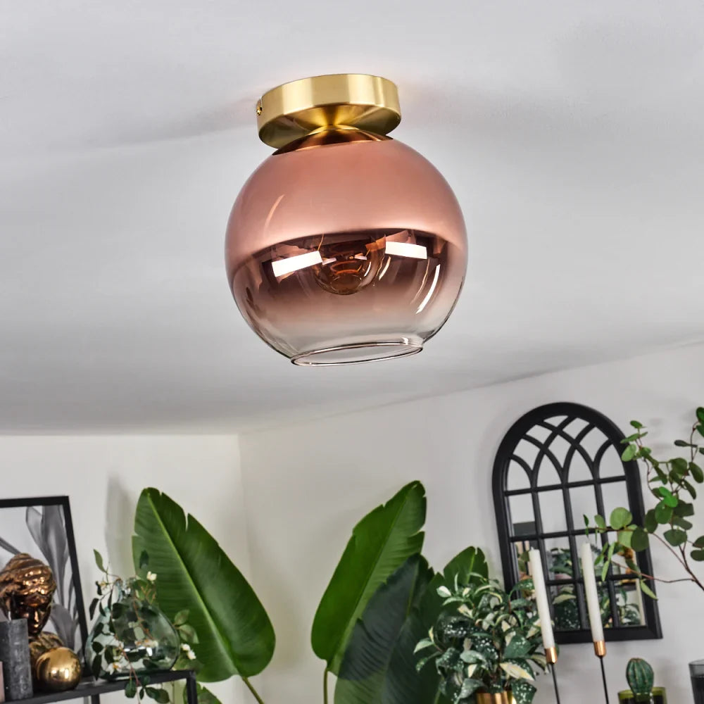 Modern Rose Gold Glass Globe Ceiling Light