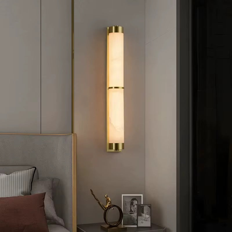 Modern Brass and Opal Glass Wall Light