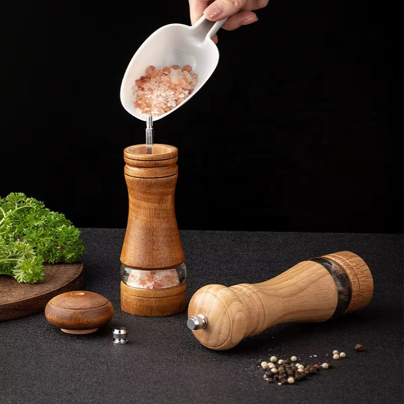Natural Wood and Glass Pepper Mill